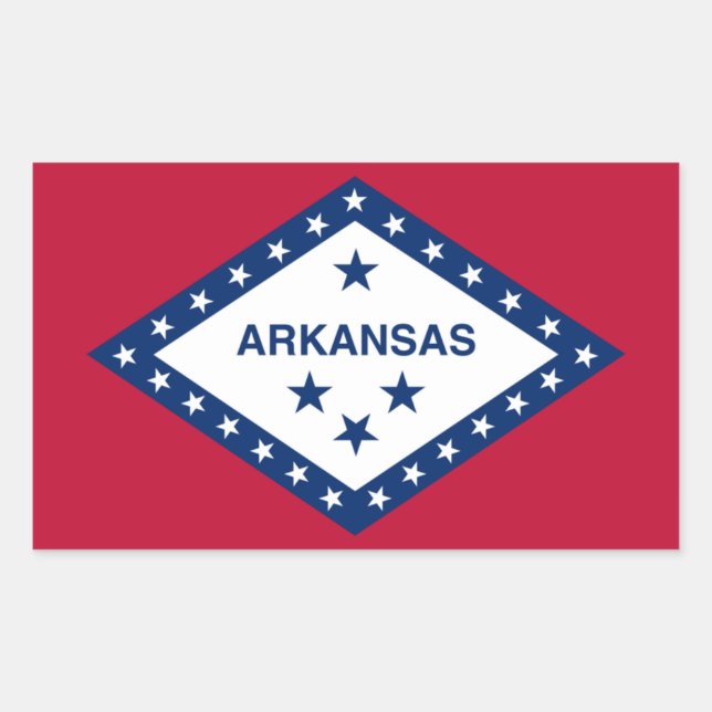 Rectangulaire Sticker Drapeau de l'État de l'Arkansas (Devant)