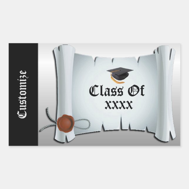 Rectangulaire Sticker en argent de la classe de graduation perso (Devant)