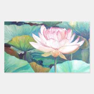 Rectangulaire Sticker en fleurs de lotus rose