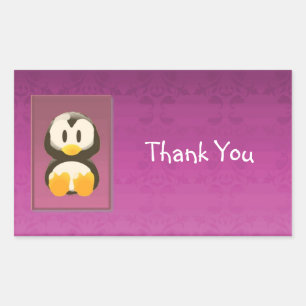 Rectangulaire Sticker en Merci Magenta Penguin