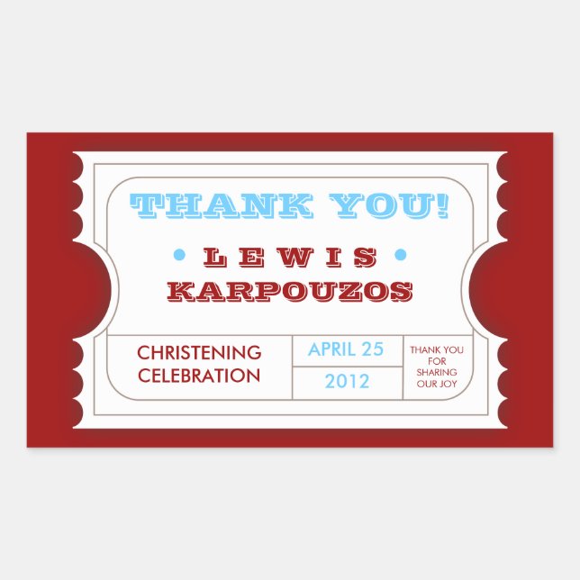 Rectangulaire Sticker en Merci rouge blanc carnaval (Devant)