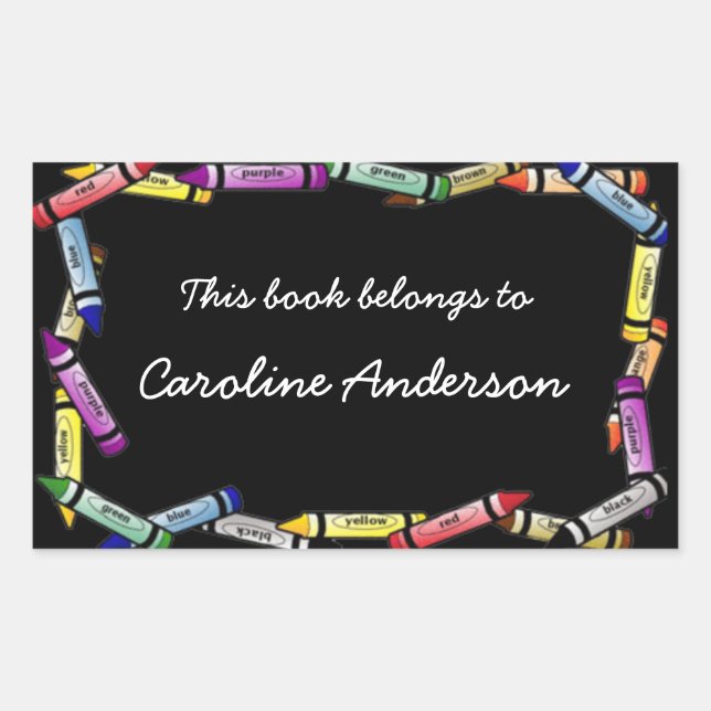 Rectangulaire Sticker en plaque de bordure Crayon (Devant)