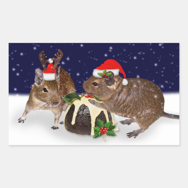 Rectangulaire Sticker Festive Degus (Devant)