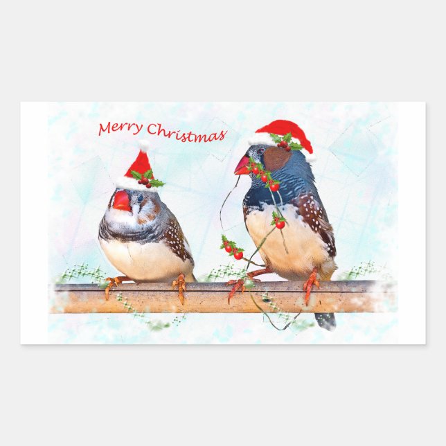 Rectangulaire Sticker Festive Finches (Devant)