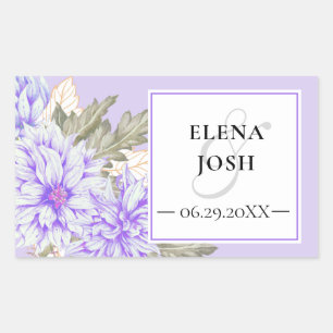 Rectangulaire Sticker Mariage Dahlias Amethyst