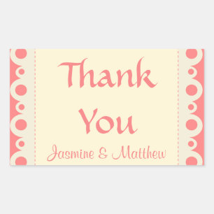 Rectangulaire Sticker Mariage Merci rose personnalisé