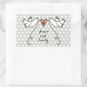 Rectangulaire Sticker Mariage pour colombes blanches personnalis