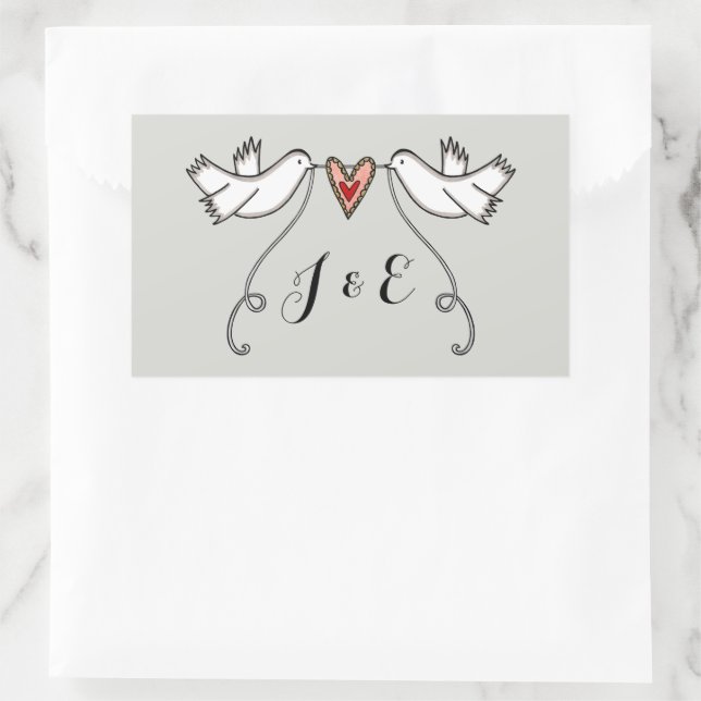 Rectangulaire Sticker Mariage pour colombes blanches personnalis (Sac)