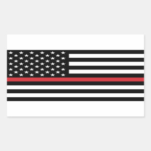 Rectangulaire Sticker "mince Red Line Flag"