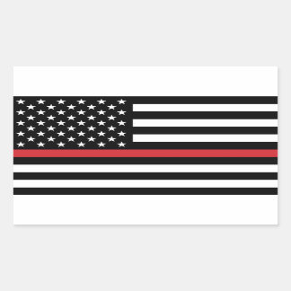 Rectangulaire Sticker "mince Red Line Flag"