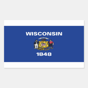 Rectangulaire Sticker pour drapeau de l'État du Wisconsin