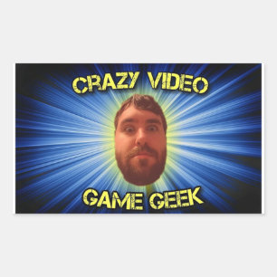 Rectangulaire Sticker pour miniature Geek de jeu vidéo fou