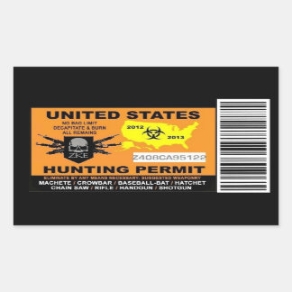 Rectangulaire Sticker pour permis de chasse zombie