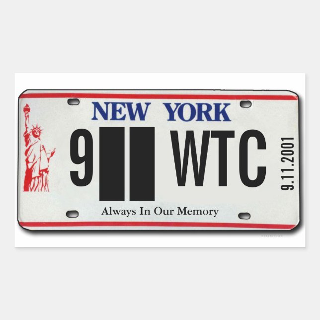 Rectangulaire Sticker pour plaque de licence 911 Memorial NY 2 (Devant)