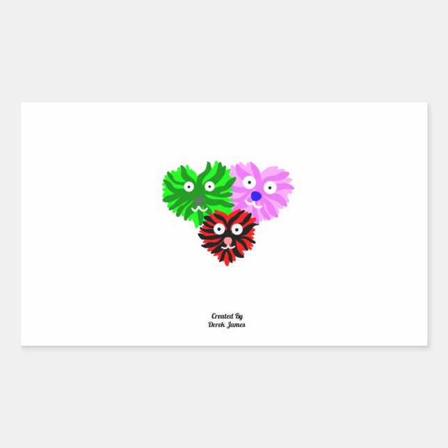 Rectangulaire Sticker Rectangle Coeur Fuzzies (Devant)