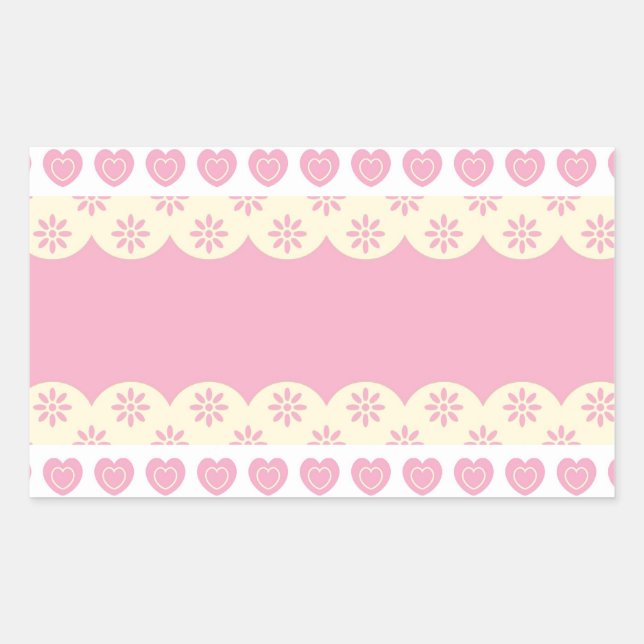 Rectangulaire Sticker Rectangle de l'oeil du coeur rose (Devant)