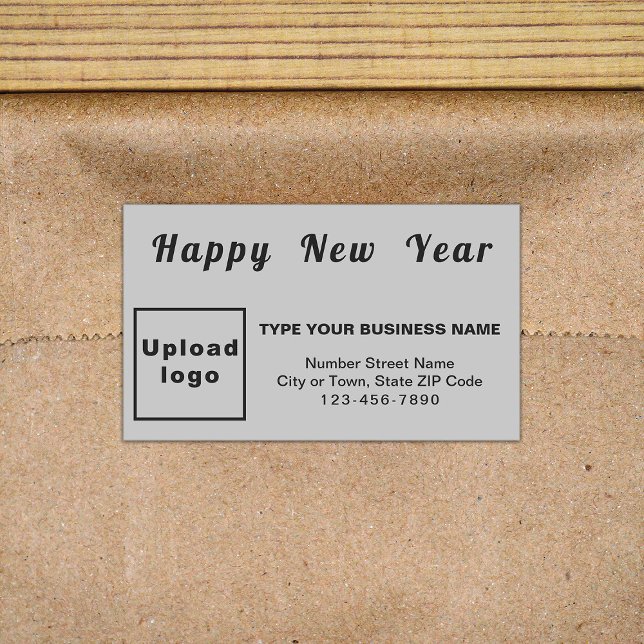 Rectangulaire Sticker Rectangle gris du Nouvel An (New Year greeting with your business brand on gray rectangle sticker.)