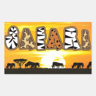Rectangulaire Sticker Safari Sunset Tanzanie