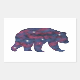 Rectangulaire Sticker Starscape Ours Grizzly foncé