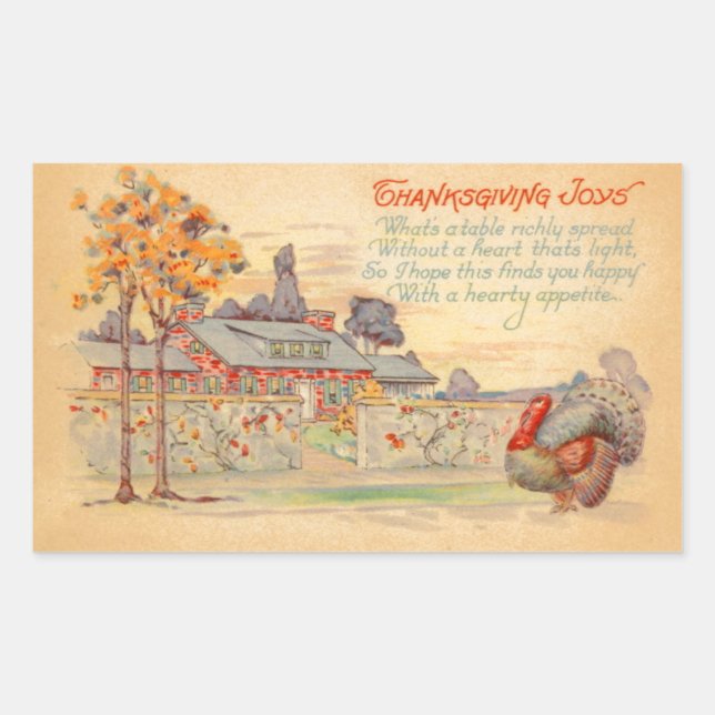 Rectangulaire Sticker Vintage de Thanksgiving Joys (Devant)