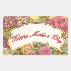 Rectangulaire Sticker vintage pour la fête des mères