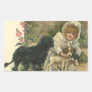 Rectangulaire Sticker Vintage Victorian Secours Strays Chiens Pu