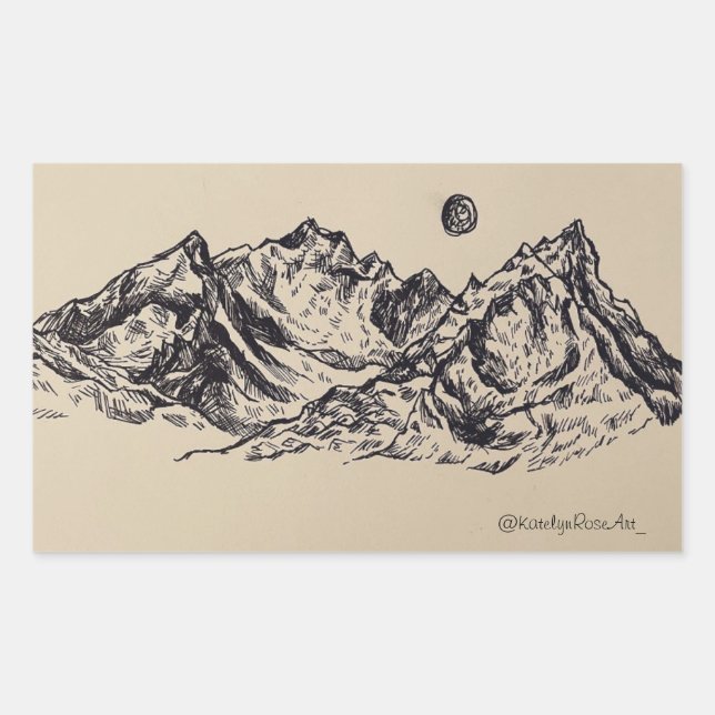 Rectangulaire Sticker Whimsical Mountain (Devant)