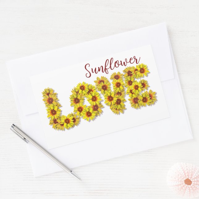 Rectangulaire Sunflower Love Sticker (Enveloppe)