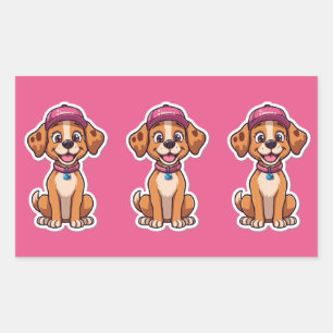 Rectangulaire Sweet Cartoon Chien - Happy Puppy dans Sticker Cas
