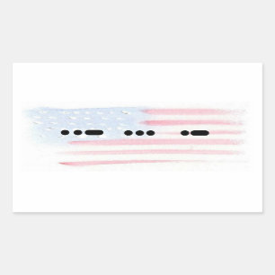 Rectangulaire USA en Morse Code avec Sticker Drapeau - Personnal