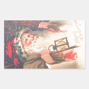 Rectangulaire Vieux Saint Nicolas avec Sticker Vintage lanterne