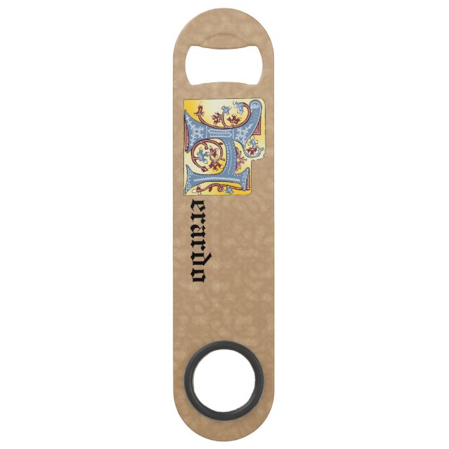 Rectangular Blue and Red Ivy Illuminated Letter H Bar Key (Front)