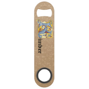 Rectangular Blue and Red Ivy Illuminated Letter K Bar Key