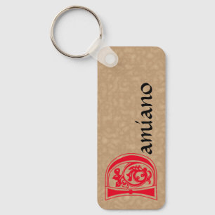 Rectangular Botanical Decorative Capital D Keychain