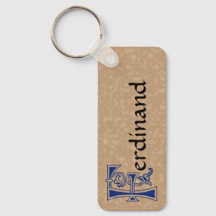 Rectangular Botanical Decorative Capital F Keychain
