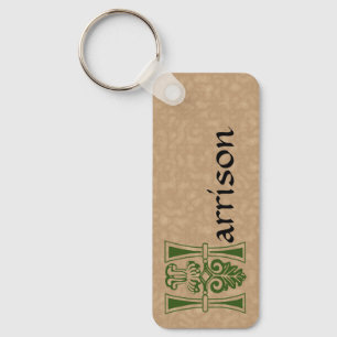 Rectangular Botanical Decorative Capital H Keychain