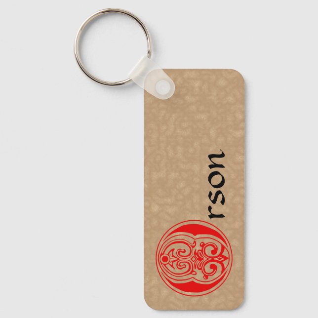 Rectangular Botanical Decorative Capital O Keychain (Front)