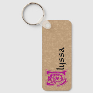 Rectangular Botanical Decorative Capital U Keychain