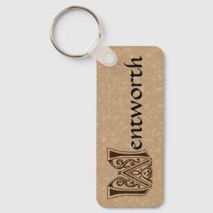 Rectangular Botanical Decorative Capital W Keychain