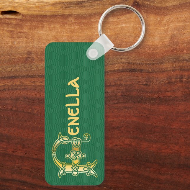 Rectangular Celtic Knot Decorative Capital F Keychain (Back)