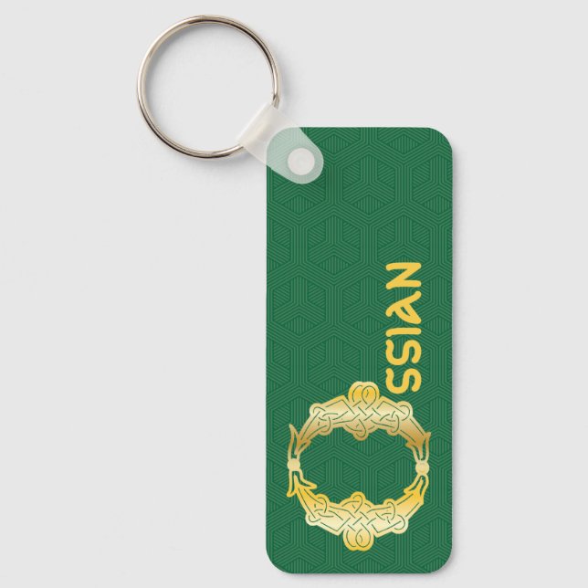 Rectangular Celtic Knot Decorative Capital O Keychain (Front)