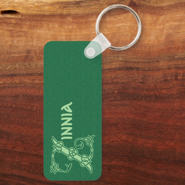 Rectangular Celtic Knot Decorative Capital Z Keychain (Back)