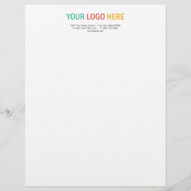Rectangular company logo with address custom letterhead (Front)