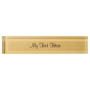 Rectangular Gold Desk Nameplate Script Template