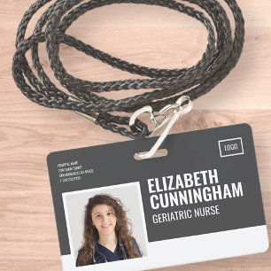 Rectangular Logo Nurse Photo Barcode ID Horizontal Badge