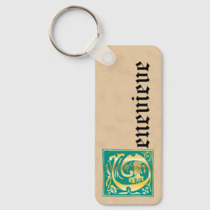 Rectangular Mythic Creatures Decorative Capital G Keychain
