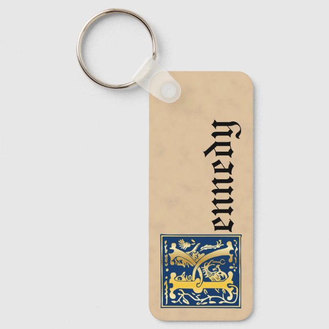 Rectangular Mythic Creatures Decorative Capital K Keychain (Front)