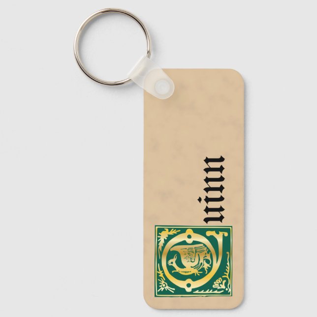 Rectangular Mythic Creatures Decorative Capital Q Keychain (Front)