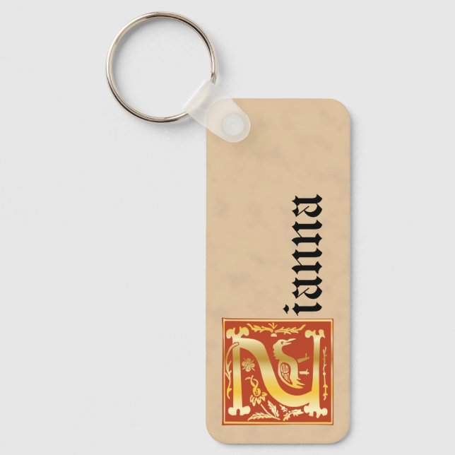 Rectangular Mythic Creatures Decorative Capital Z Keychain (Front)