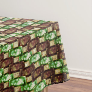 Rectangular pieces carved and spotted, brown green tablecloth